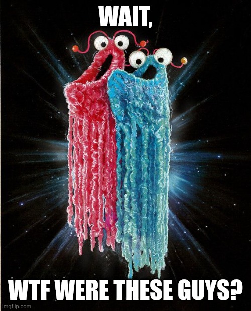 E | WAIT, WTF WERE THESE GUYS? | image tagged in sesame street martians | made w/ Imgflip meme maker