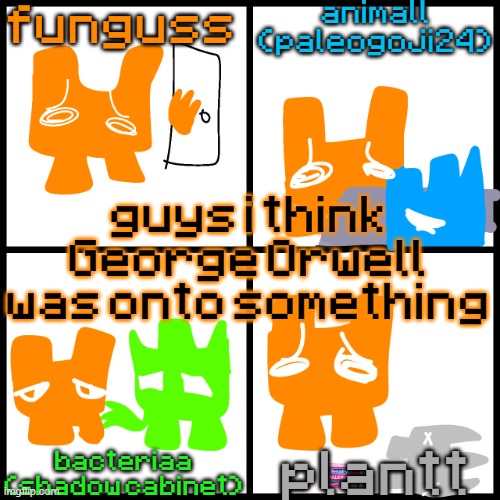 the 4-way temp | guys i think George Orwell was onto something | image tagged in the 4-way temp | made w/ Imgflip meme maker