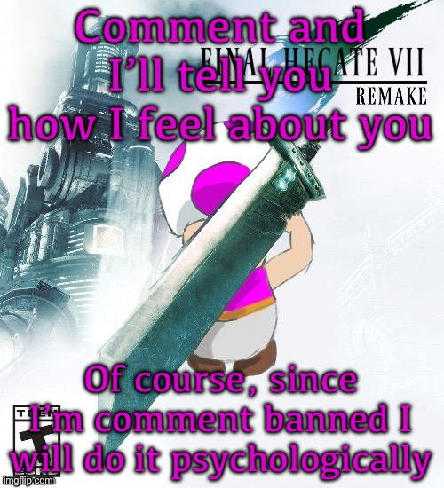 Final Hecate VII (thank you disco) | Comment and I’ll tell you how I feel about you; Of course, since I’m comment banned I will do it psychologically | image tagged in final hecate vii thank you disco | made w/ Imgflip meme maker
