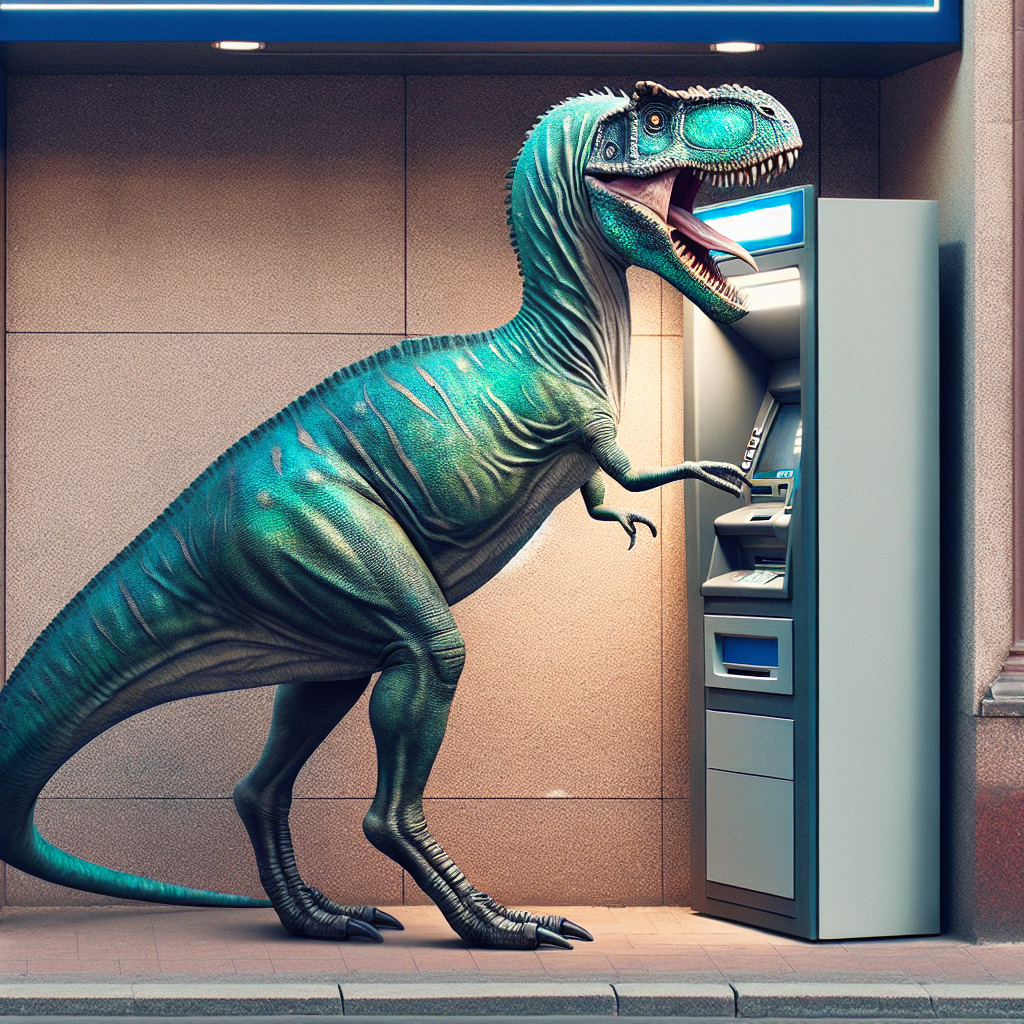 Dinozor ATM den para çeksin Blank Meme Template
