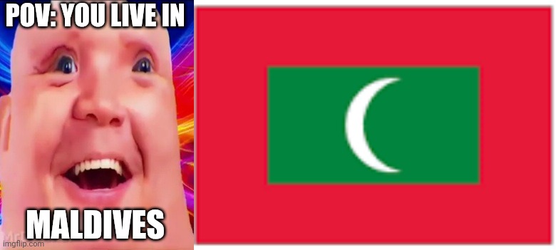MrDweller becoming Loser: You live in (Part 10) | POV: YOU LIVE IN; MALDIVES | image tagged in mrdweller phase 6 5,maldives flag | made w/ Imgflip meme maker