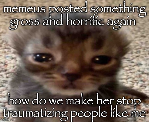 i’m still trembling from how disturbing it was | memeus posted something gross and horrific again; how do we make her stop traumatizing people like me | image tagged in my brain itches | made w/ Imgflip meme maker