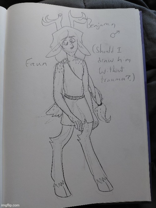 Should I draw him without trauma? | image tagged in oc,trauma | made w/ Imgflip meme maker
