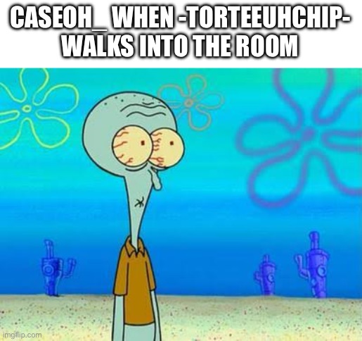 CaseOh_ moment | CASEOH_ WHEN -TORTEEUHCHIP- WALKS INTO THE ROOM | image tagged in shocked squidward temp | made w/ Imgflip meme maker
