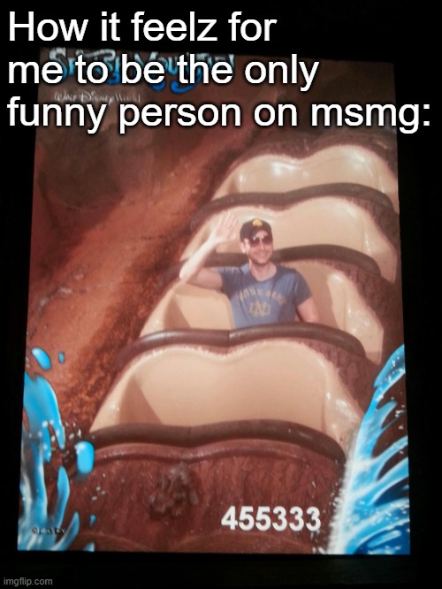Lonley Rollercoaster Man | How it feelz for me to be the only funny person on msmg: | image tagged in lonley rollercoaster man | made w/ Imgflip meme maker