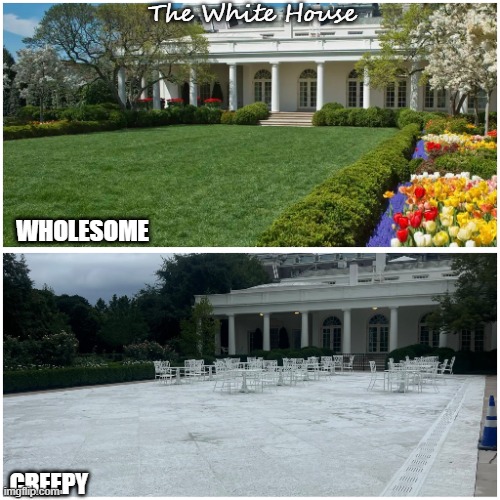 rosegarden vs pedo dance floor | The White House; WHOLESOME; CREEPY | made w/ Imgflip meme maker