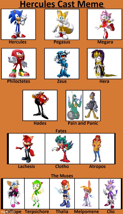 Hercules / Sonic Cast | image tagged in hercules cast | made w/ Imgflip meme maker