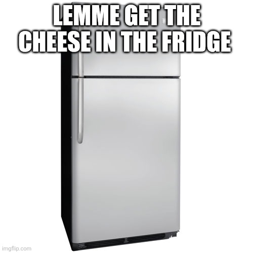 Fridge | LEMME GET THE CHEESE IN THE FRIDGE | image tagged in fridge | made w/ Imgflip meme maker
