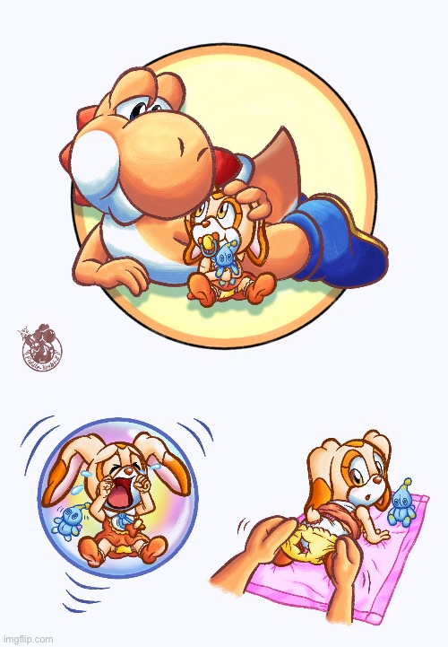 Orange Yoshi & baby Cream | image tagged in orange yoshi baby cream | made w/ Imgflip meme maker