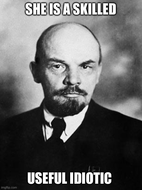 Lenin | SHE IS A SKILLED USEFUL IDIOTIC | image tagged in lenin | made w/ Imgflip meme maker
