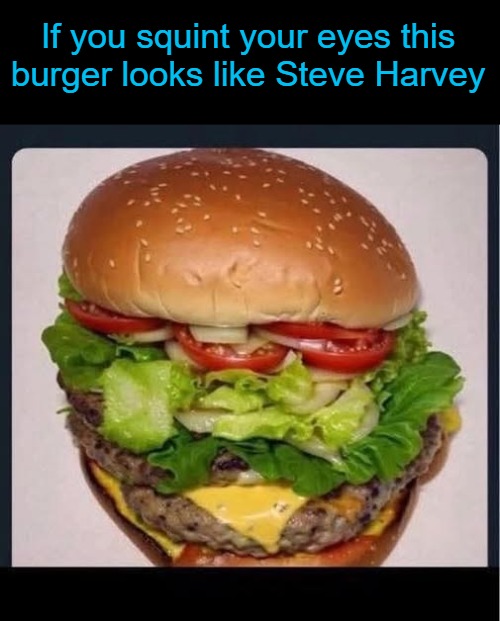 burger looks like Steve Harvey | If you squint your eyes this burger looks like Steve Harvey | image tagged in steve harvey,kewlew | made w/ Imgflip meme maker