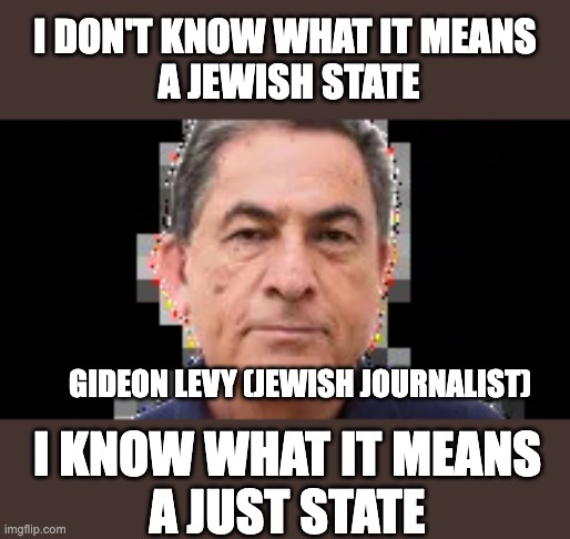 Gideon Levy | I DON'T KNOW WHAT IT MEANS
 A JEWISH STATE; GIDEON LEVY (JEWISH JOURNALIST); I KNOW WHAT IT MEANS
A JUST STATE | image tagged in gideon levy | made w/ Imgflip meme maker