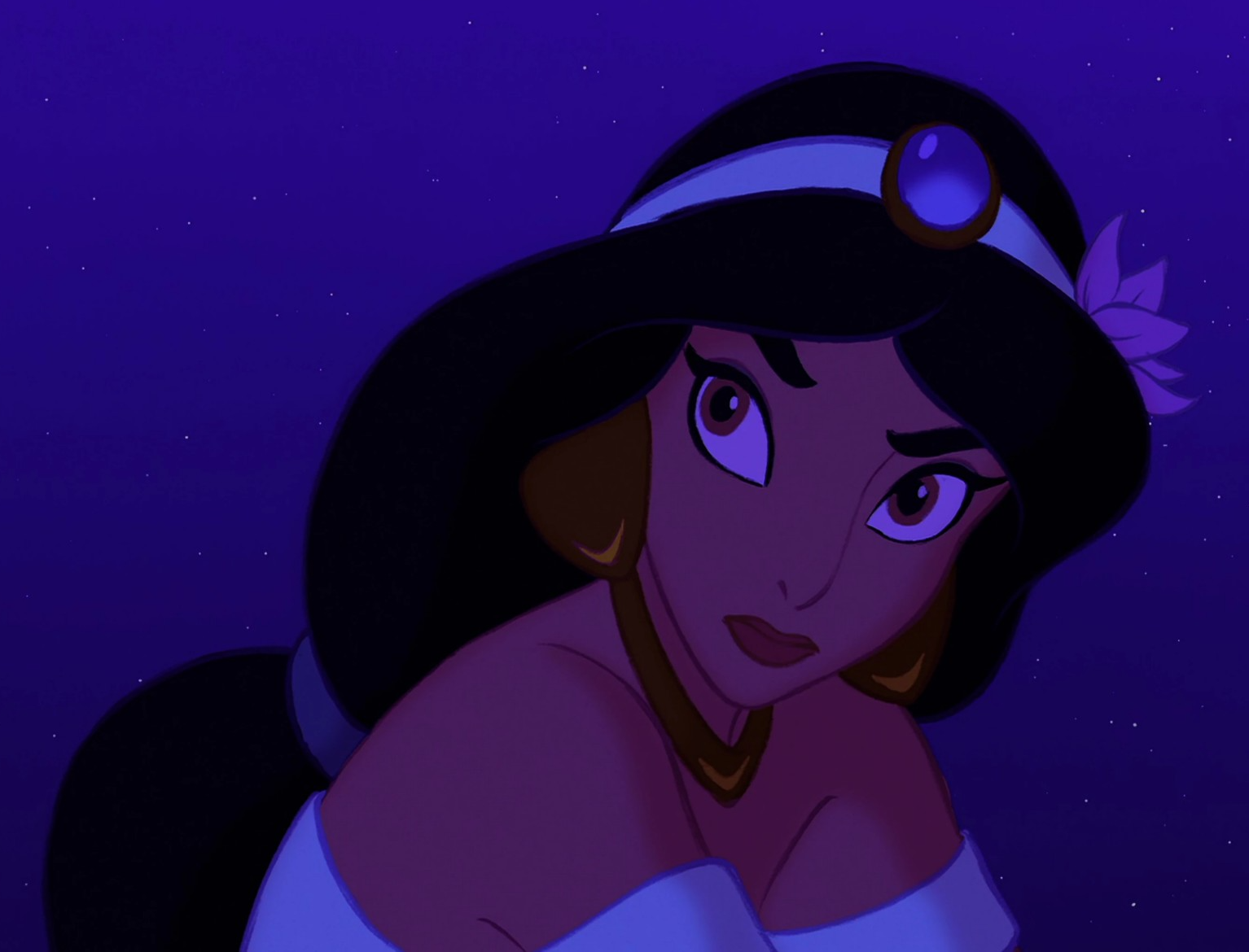 Princess Jasmine Wearing Flower on her Hair Blank Meme Template