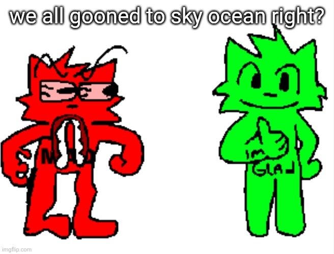 we all gooned to sky ocean right? | image tagged in mad vs glad | made w/ Imgflip meme maker