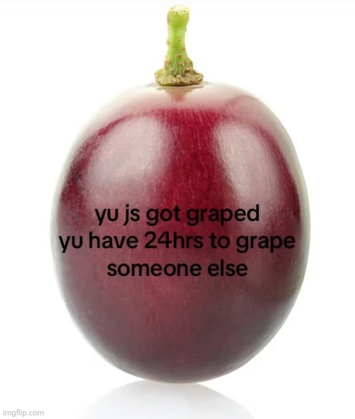 You just got graped, 24 hours to grape someone else | image tagged in you just got graped 24 hours to grape someone else | made w/ Imgflip meme maker