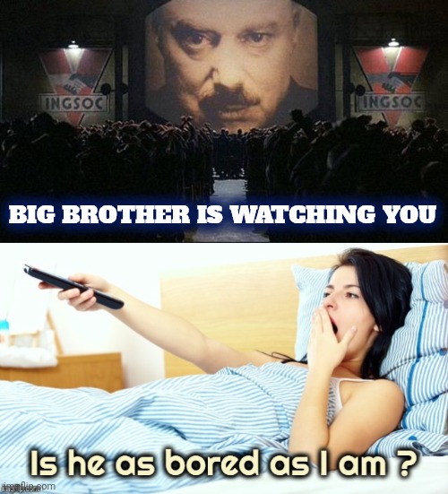 Someone stole my identity , checked it out and gave it right back | BIG BROTHER IS WATCHING YOU | image tagged in big brother 1984,booooooring,not entertaining,try to stay awake,it won't be easy,boredom | made w/ Imgflip meme maker