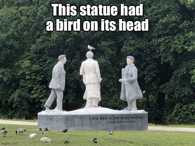 Item asylum | This statue had a bird on its head | made w/ Imgflip meme maker