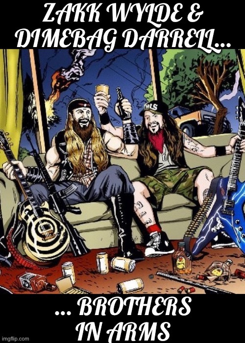 image tagged in heavy metal,zakk wylde,dimebag darrell,brothers in arms,pantera,bls | made w/ Imgflip meme maker