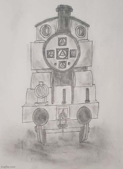 I HAVE NO FACE AND I MUST SCREAM. | image tagged in thomas the tank engine,horror,drawing | made w/ Imgflip meme maker
