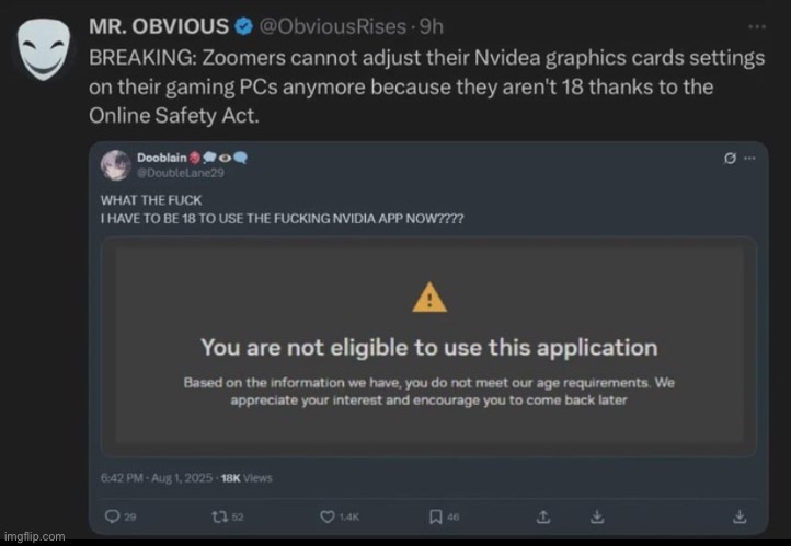 OI MATE, YOU GOT A LOICENSE  TO ADJUST YOUR GRAPHICS CARD? | made w/ Imgflip meme maker
