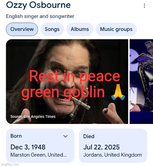 Rest in peace green goblin 🙏 | made w/ Imgflip meme maker