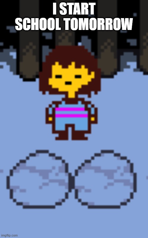peenar chara | I START SCHOOL TOMORROW | image tagged in peenar chara | made w/ Imgflip meme maker