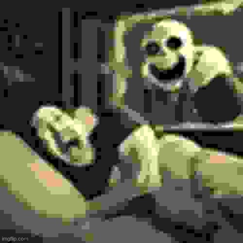 Sans scaring markiplier in his sleep | image tagged in sans scaring markiplier in his sleep | made w/ Imgflip meme maker