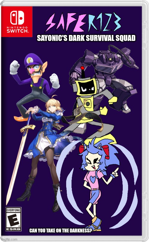 for the record, I used only one of my OCs for this | SAYONIC'S DARK SURVIVAL SQUAD; CAN YOU TAKE ON THE DARKNESS? | image tagged in nintendo switch,transformers g1,waluigi,fate,fake switch game,safer123 | made w/ Imgflip meme maker