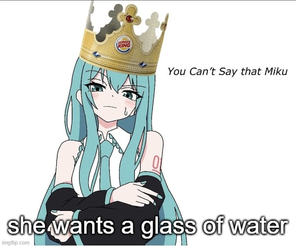 You cant say that miku | she wants a glass of water | image tagged in you cant say that miku | made w/ Imgflip meme maker