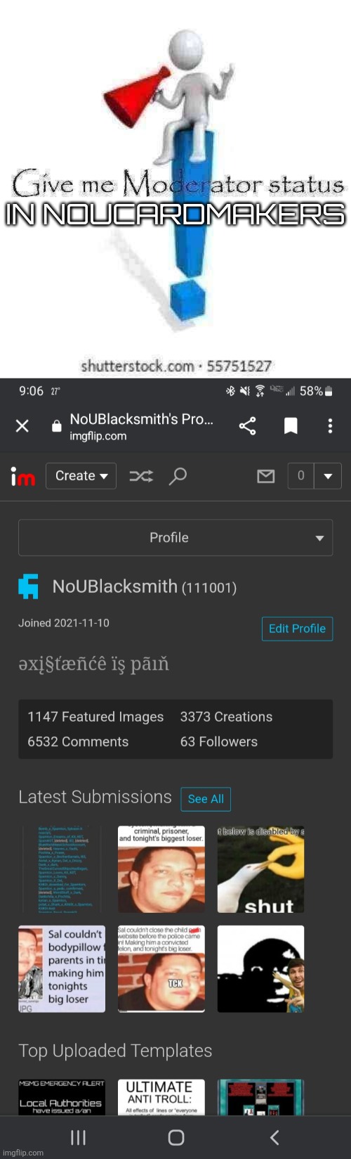 IN NOUCARDMAKERS | image tagged in give me moderator status | made w/ Imgflip meme maker