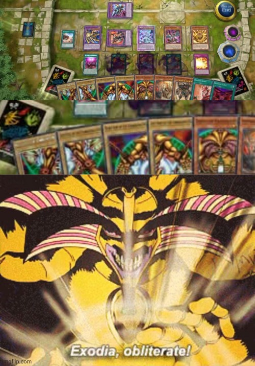 Yes, I built a Branded Exodia deck. Is it hilarious? Yes. Yes it is. | image tagged in exodia obliterate | made w/ Imgflip meme maker
