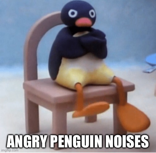 Angry penguin | ANGRY PENGUIN NOISES | image tagged in angry penguin | made w/ Imgflip meme maker