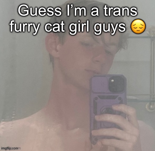 Why am i using this temp | Guess I’m a trans furry cat girl guys 😔 | image tagged in virian | made w/ Imgflip meme maker