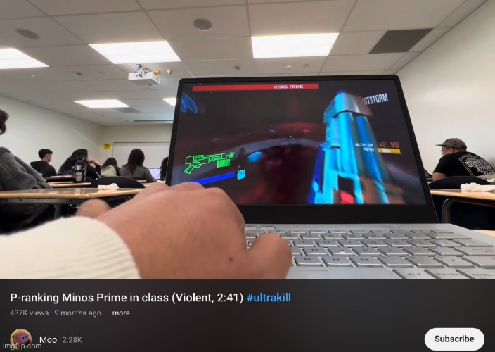 What kind of boredom do you have to get the best rank on one of the hardest bosses of a game in the middle of class | image tagged in msmg,ultrakill | made w/ Imgflip meme maker