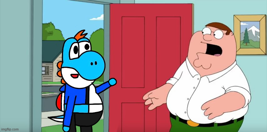 Holy crap, Lois! It's Martin the Yoshi! | image tagged in holy crap lois its x | made w/ Imgflip meme maker