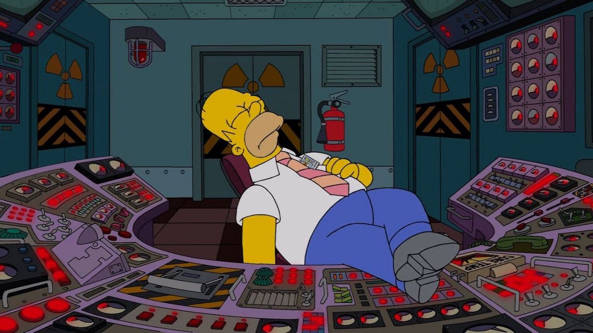 Homer control room sleeping Blank Meme Template