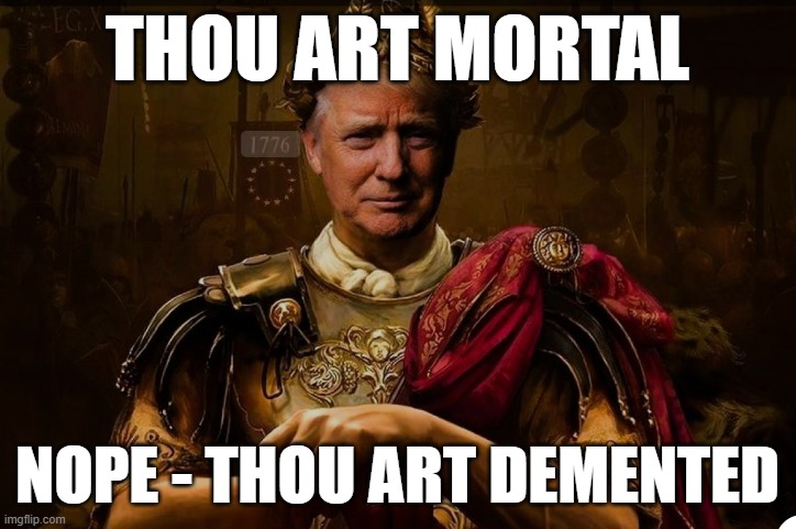 Donny' Doollally | THOU ART MORTAL; NOPE - THOU ART DEMENTED | image tagged in donald trump | made w/ Imgflip meme maker