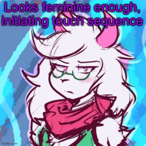 J | Looks feminine enough, initiating touch sequence | image tagged in ralsei temp | made w/ Imgflip meme maker