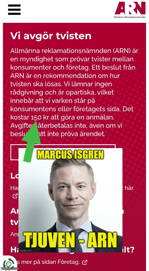 Allmänna reklamationsnämnden är tjuvar -Marcus Isgren bedragare Blank Meme Template