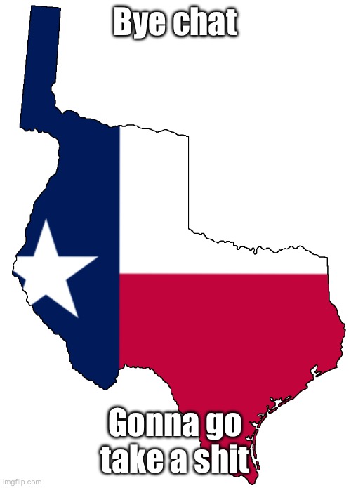 Republic of Texas | Bye chat; Gonna go take a shit | image tagged in republic of texas | made w/ Imgflip meme maker