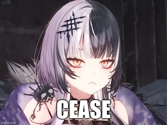 Shiori demands you stop doing... whatever you're doing | CEASE | image tagged in vtuber,hololive,anime,animeme,anime girl | made w/ Imgflip meme maker