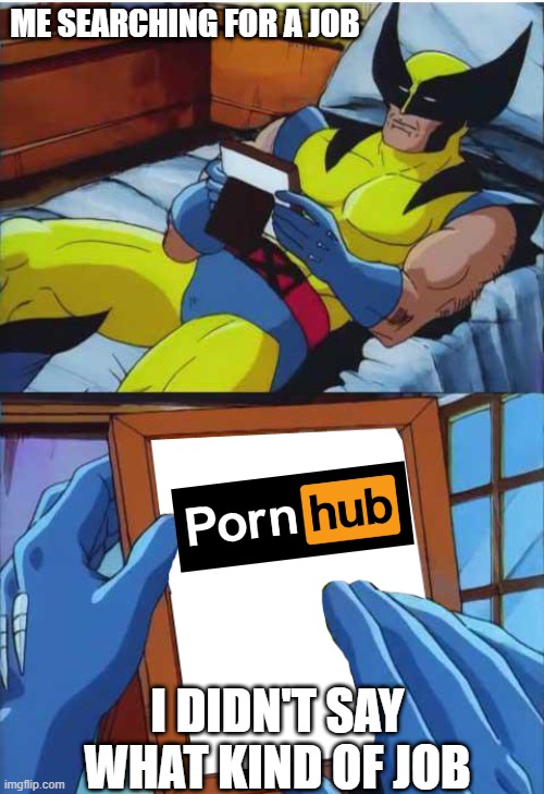 Wolverine Remember | ME SEARCHING FOR A JOB; I DIDN'T SAY WHAT KIND OF JOB | image tagged in wolverine remember | made w/ Imgflip meme maker