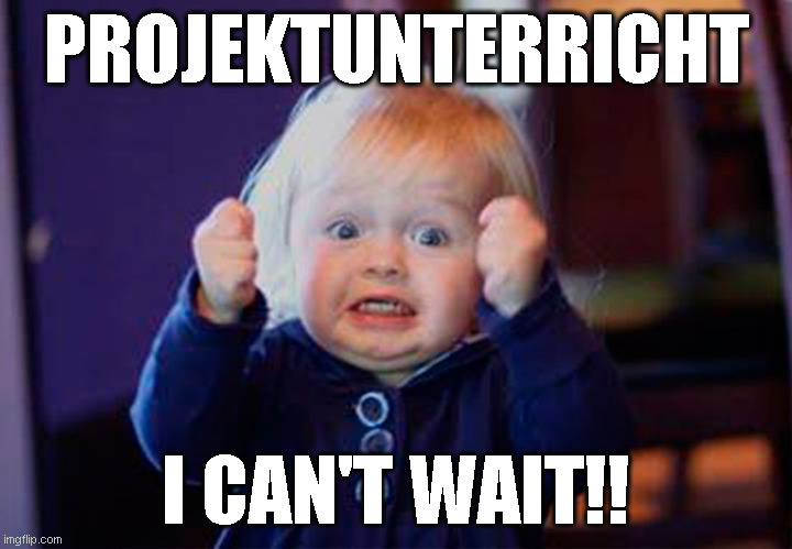 projektunterricht | PROJEKTUNTERRICHT; I CAN'T WAIT!! | image tagged in i'm so excited | made w/ Imgflip meme maker