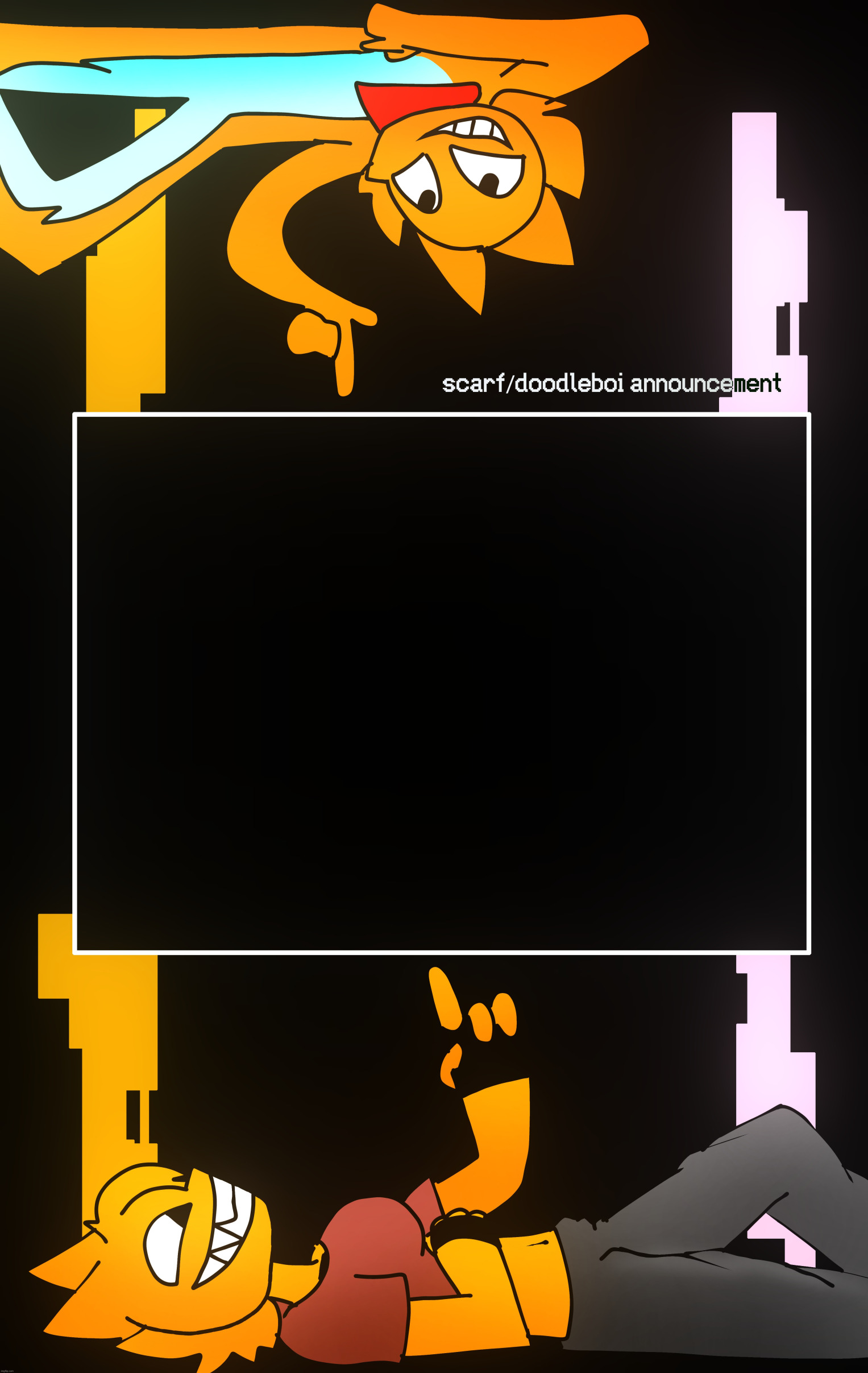 High Quality Scarf and DoodleBoi shared announcement template Blank Meme Template