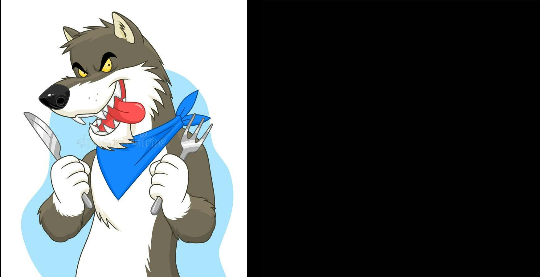 Hungry Wolf Cartoon Blank Meme Template