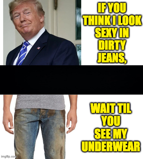 IF YOU
THINK I LOOK
SEXY IN
DIRTY
JEANS, WAIT TIL
YOU
SEE MY
UNDERWEAR | image tagged in blank white template | made w/ Imgflip meme maker