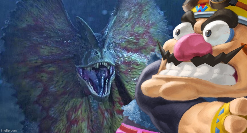 Wario dies to a dilophosaurus after stealing DNA samples in Jurassic Park.mp3 | made w/ Imgflip meme maker