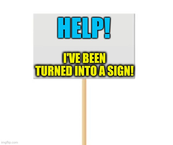 Help! sign | HELP! I'VE BEEN TURNED INTO A SIGN! | image tagged in funny signs | made w/ Imgflip meme maker