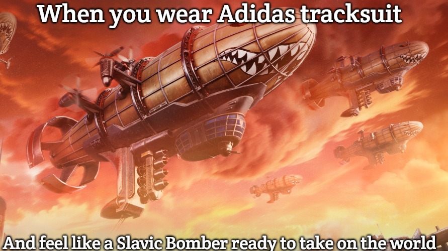 Slavic Lives Matter | When you wear Adidas tracksuit; And feel like a Slavic Bomber ready to take on the world | image tagged in slavic lives matter,slavic fleet | made w/ Imgflip meme maker