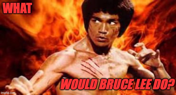 What would Bruce Lee do? | WHAT; WOULD BRUCE LEE DO? | image tagged in bruce lee | made w/ Imgflip meme maker
